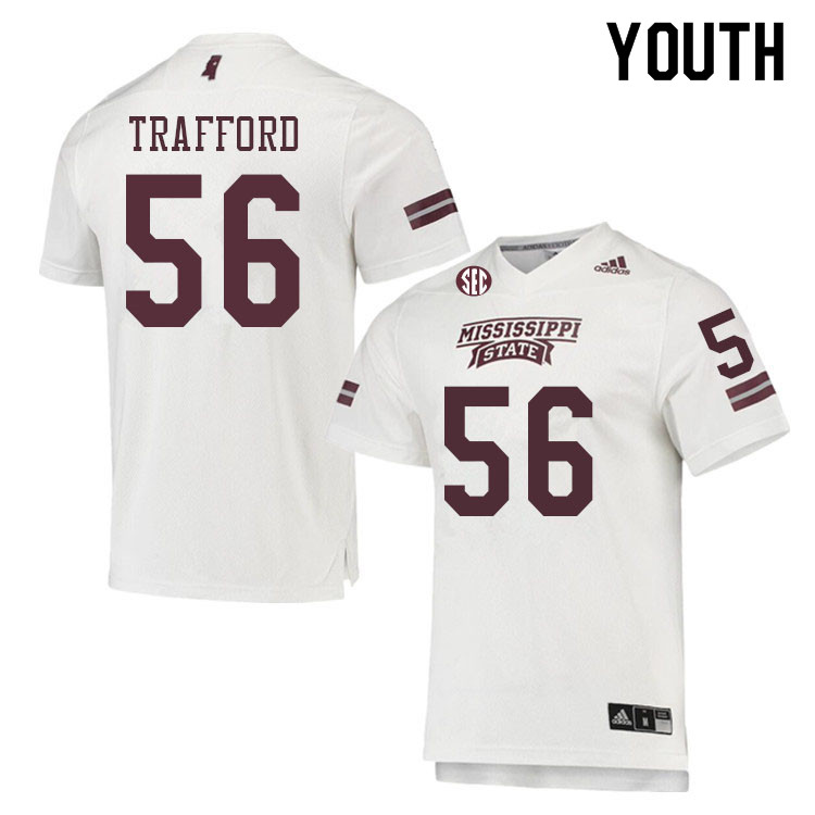 Youth #56 Archer Trafford Mississippi State Bulldogs College Football Jerseys Sale-White - Click Image to Close